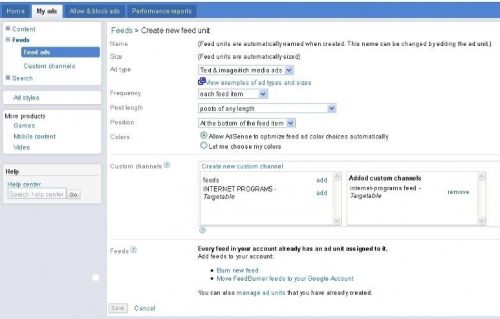 Adsense for feeds