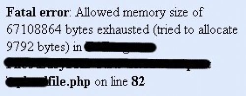 Allowed memory size of bytes exhausted
