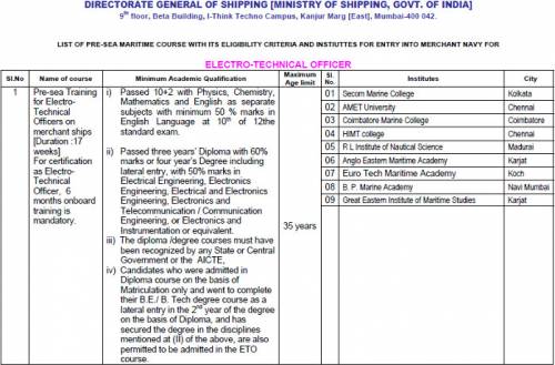 ETO COURSE ELIGIBILITY