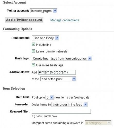 Feedburner to Twitter
