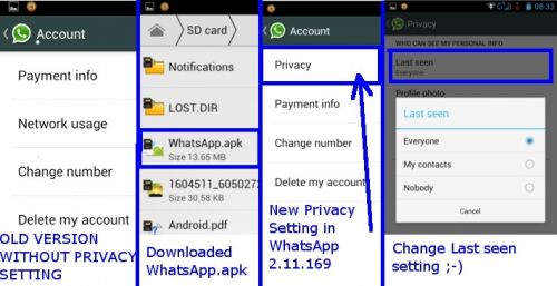 Hiding Whatsapp last seen Android phones